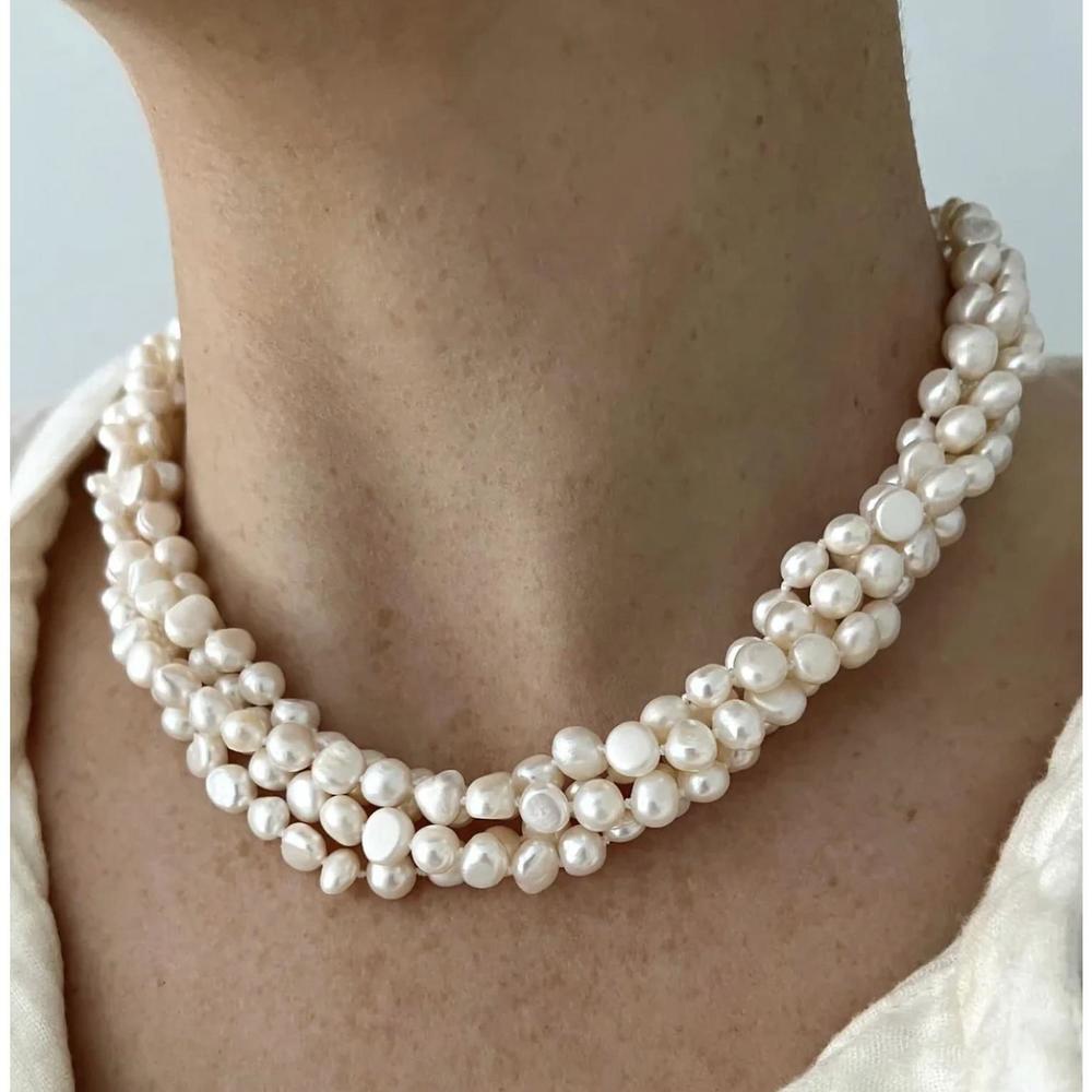 Pearl Multi-Strand Choker Necklace - Cream Pearls